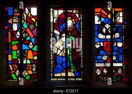 Stained glass, St. Mary`s Church, Chastleton, Oxfordshire, England, UK Stock Photo